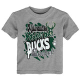 Toddler Outerstuff Team Splash Milwaukee Bucks T-Shirt in Grey - Front View