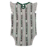 Newborn Girl's Outerstuff Double Team Milwaukee Bucks 2-Piece Onesie Set - Grey Onesie Back View