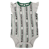 Newborn Girl's Outerstuff Double Team Milwaukee Bucks 2-Piece Onesie Set - Grey Onesie Front View