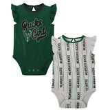 Newborn Girl's Outerstuff Double Team Milwaukee Bucks 2-Piece Onesie Set - Full Set Front View