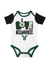 Infant Outerstuff Love & Basketball Milwaukee Bucks 3-Piece Onesie Set - Onesie Front View