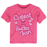 Toddler Girls Outerstuff Cutest Fan Milwaukee Bucks T-Shirt in Pink - Front View