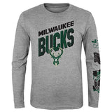 Youth Outerstuff Parks Wrecks Milwaukee Bucks T-Shirt in Grey - Front View