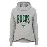 Youth Girls Funnel Glitter Game Milwaukee Bucks Hooded Sweatshirt in Grey - Front View