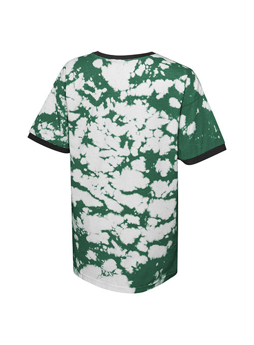 Youth Girls Outerstuff Post Bleached Wash Milwaukee Bucks T-Shirt in Green and White - Back View