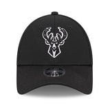Toddler New Era 9Forty Tonal Icon Milwaukee Bucks Adjustable Hat in Black - Front View