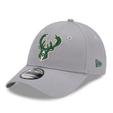 New Era 9Forty Icon Gray Milwaukee Bucks Adjustable Hat - Angled Left Side View