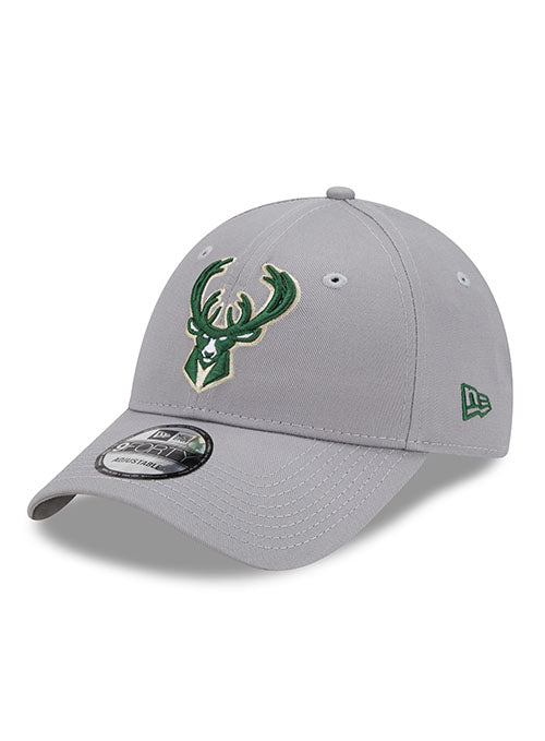 New Era 9Forty Icon Gray Milwaukee Bucks Adjustable Hat - Angled Left Side View