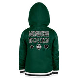 Youth Girls New Era Back Team Name Milwaukee Bucks Hooded Sweatshirt in Green - Back View
