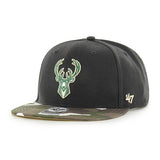 '47 Brand Captain Canteen Camo Milwaukee Bucks Snapback Hat-front