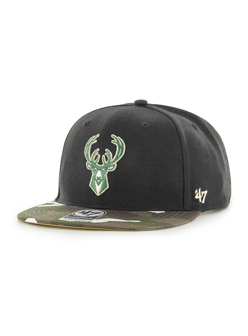 '47 Brand Captain Canteen Camo Milwaukee Bucks Snapback Hat-front