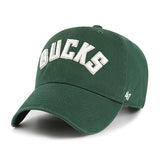 '47 Brand Clean Up Wordmark Green Milwaukee Bucks Adjustable Hat- angled left