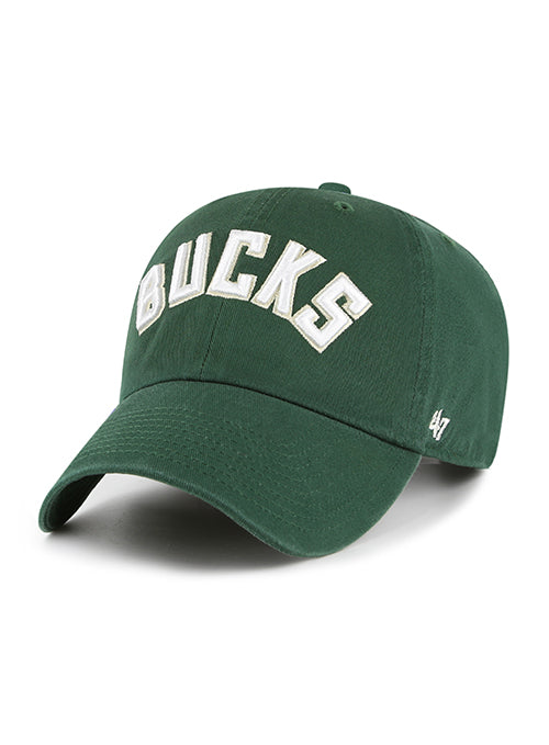 '47 Brand Clean Up Wordmark Green Milwaukee Bucks Adjustable Hat- angled left