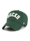 '47 Brand Clean Up Wordmark Green Milwaukee Bucks Adjustable Hat- angled left 
