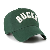 '47 Brand Clean Up Wordmark Green Milwaukee Bucks Adjustable Hat- angled right