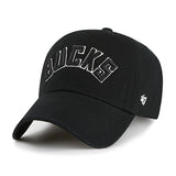 '47 Brand Clean Up Wordmark Black Milwaukee Bucks Adjustable Hat- angled left