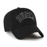 '47 Brand Clean Up Wordmark Black Milwaukee Bucks Adjustable Hat- angled right