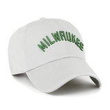 '47 Brand Clean Up Text Grey Milwaukee Bucks Adjustable Hat- angled right