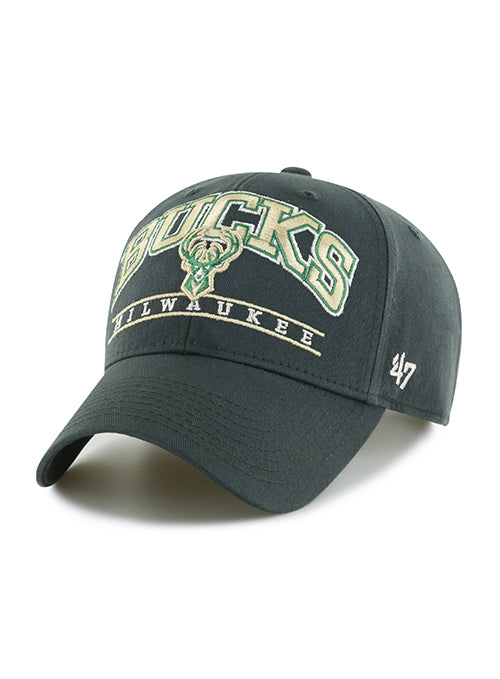 '47 Brand MVP Fletcher Black Milwaukee Bucks Adjustable Hat- angled left