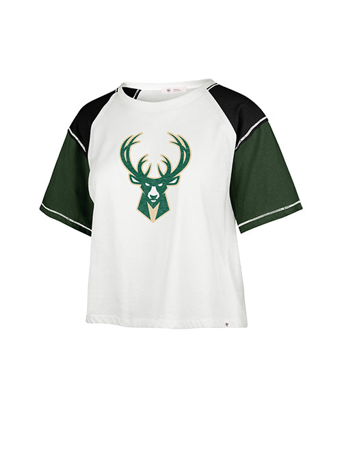 Women's '47 Brand Frankie Premier Gia Milwaukee Bucks Crop T-Shirt-front