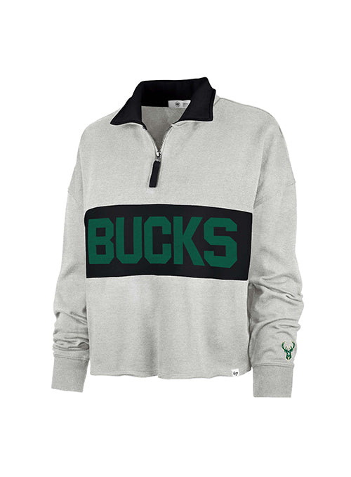 Women's '47 Brand Breakthrough Milwaukee Bucks 1/4 Zip Pullover- front