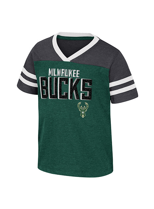 Toddler Girls Summer Green Milwaukee Bucks V-Neck T-Shirt