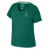 Women's Tiara Rolled Sleeve Green Milwaukee Bucks V-Neck T-Shirt- front