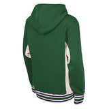 Youth Mitchell & Ness HWC '93 Milwaukee Bucks Hooded Sweatshirt in Green and White - Back View
