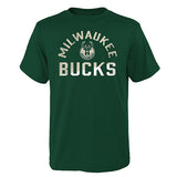 Juvenile Outerstuff Halftime Milwaukee Bucks T-Shirt in Green - Front View