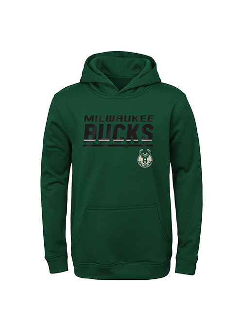 Youth Outerstuff Headliner Milwaukee Bucks Hooded Sweatshirt in Green - Front View