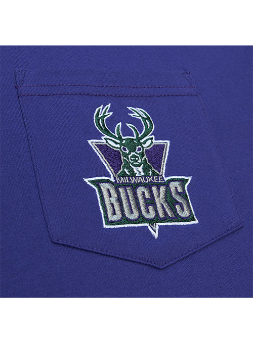 Mitchell & Ness HWC '93 Premium Pocket Purple Milwaukee Bucks T-Shirt-chest pocket 