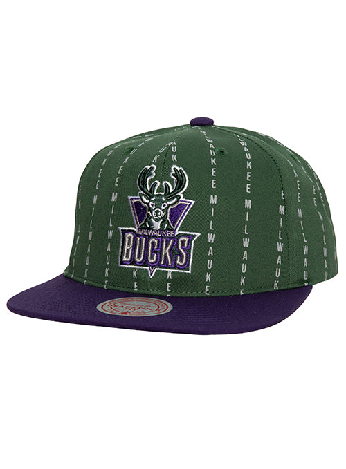Mitchell & Ness HWC '93 City Pinstripe Milwaukee Bucks Snapback Hat-front
