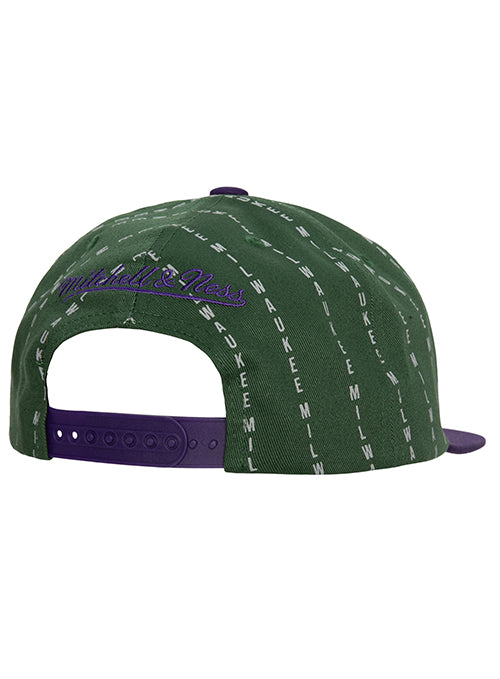 Mitchell & Ness HWC '93 City Pinstripe Milwaukee Bucks Snapback Hat= back