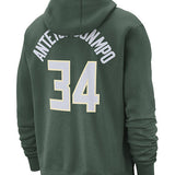 Nike Icon NN Giannis Antetokounmpo Milwaukee Bucks Hooded Sweatshirt in Green - Back View