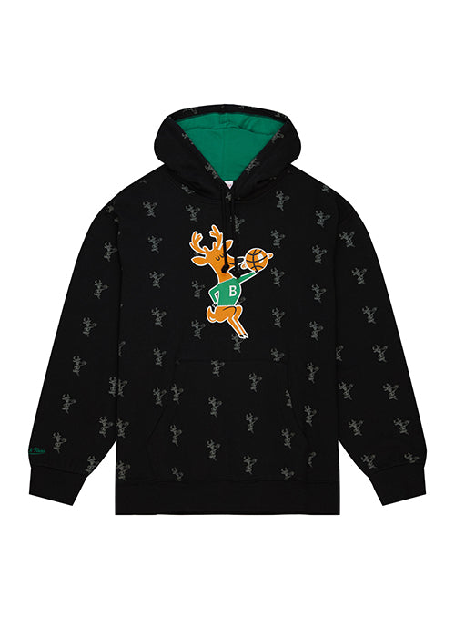 Mitchell & Ness HWC '68 AOP Black Milwaukee Bucks Hooded Sweatshirt- front