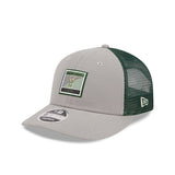 New Era 9Fifty Icon Mesh Gray Milwaukee Bucks Snapback Hat in Grey and Green - Angled Left Side View