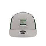 New Era 9Fifty Icon Mesh Gray Milwaukee Bucks Snapback Hat in Grey and Green - Front View
