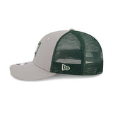 New Era 9Fifty Icon Mesh Gray Milwaukee Bucks Snapback Hat in Grey and Green - Left Side View