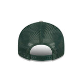 New Era 9Fifty Icon Mesh Gray Milwaukee Bucks Snapback Hat in Grey and Green - Back View