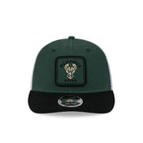 New Era 9Fifty Square Icon Mesh Milwaukee Bucks Snapback Hat in Green and White - Front View