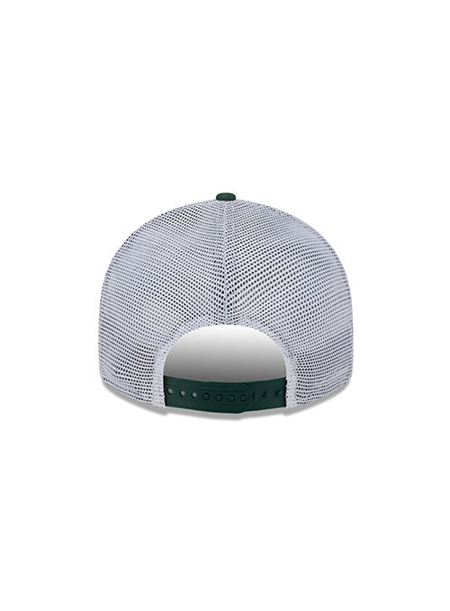 New Era 9Fifty Square Icon Mesh Milwaukee Bucks Snapback Hat in Green and White - Back View