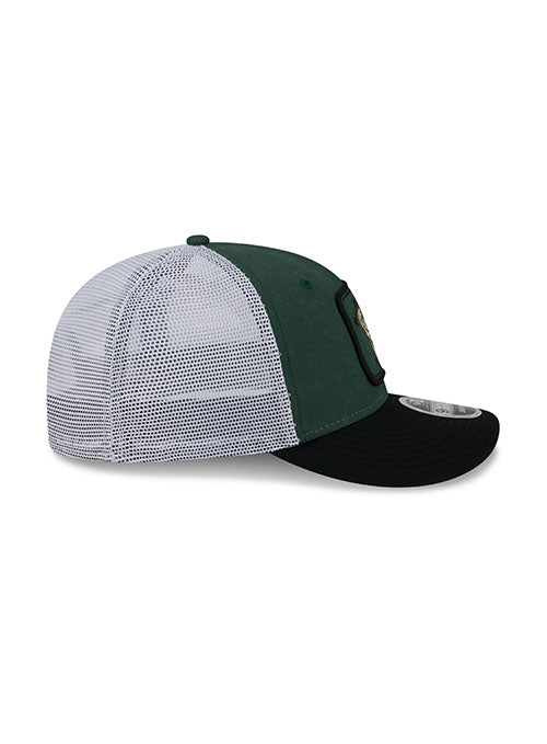 New Era 9Fifty Square Icon Mesh Milwaukee Bucks Snapback Hat in Green and White - Right Side View