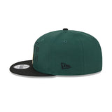 New Era 9Fifty Headline 2-Tone Milwaukee Bucks Snapback Hat in Green and Black - Left Side View