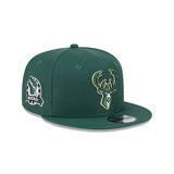 New Era 9Fifty State Patch Green Milwaukee Bucks Snapback Hat in Green - Angled Right Side View
