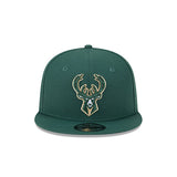 New Era 9Fifty State Patch Green Milwaukee Bucks Snapback Hat in Green - Front View
