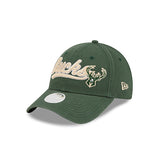 Women's New Era 9Forty Cheers Milwaukee Bucks Adjustable Hat- angled left