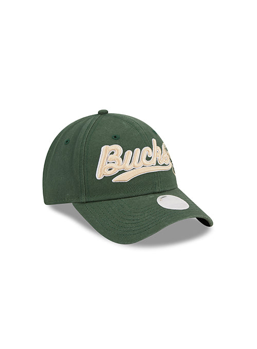 Women's New Era 9Forty Cheers Milwaukee Bucks Adjustable Hat-angled right