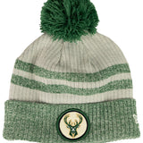 Youth New Era Cuff Pom Patch Icon Milwaukee Bucks Knit Hat