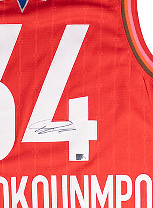 Signed Jordan 2020 All-Star Giannis Antetokounmpo Red Milwaukee Bucks Swingman Jersey-signature