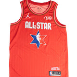 Signed Jordan 2020 All-Star Giannis Antetokounmpo Red Milwaukee Bucks Swingman Jersey-front